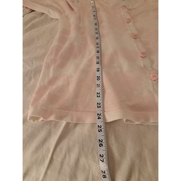 White Stag Cardigan Sz XL White Pink Geometric Button Front Long Sleeve Stretch - Picture 7 of 8